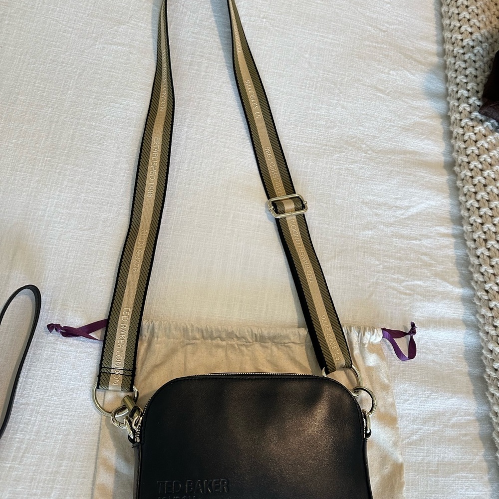 Ted Baker Black Crossbody Bag with Tan Strap